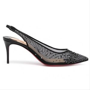 CHRISTIAN LOUBOUTIN Follies Strass Sling 70 crystal mesh slingback pumps